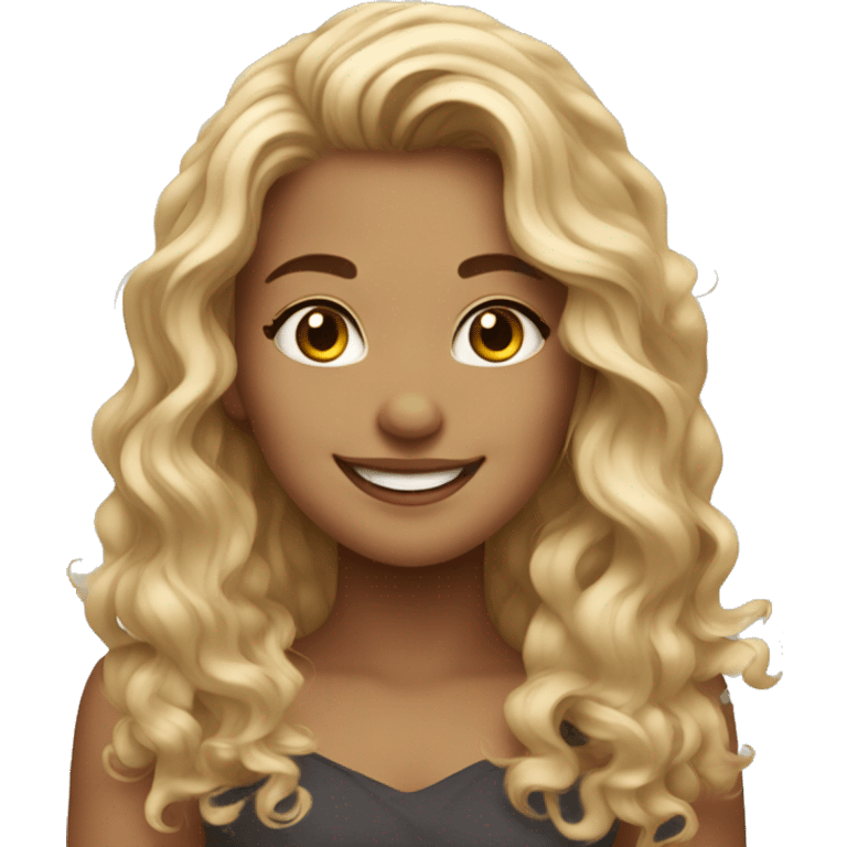 A girl from Dubai with blonde brownish long curly hair holding a cat and smiling and winking  emoji