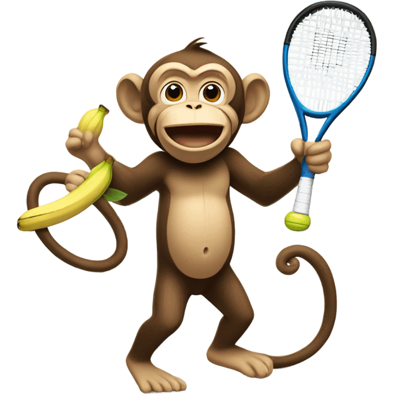 monkey playing tennis bananas emoji