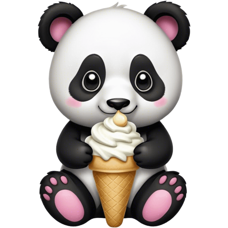 Panda eating ice cream emoji