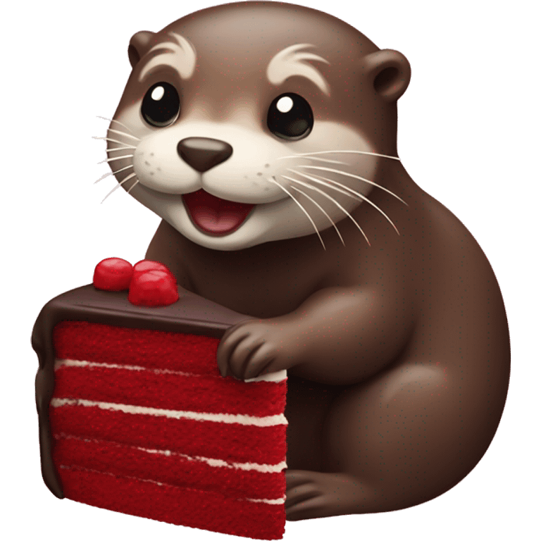 Otter with red velvet cake emoji