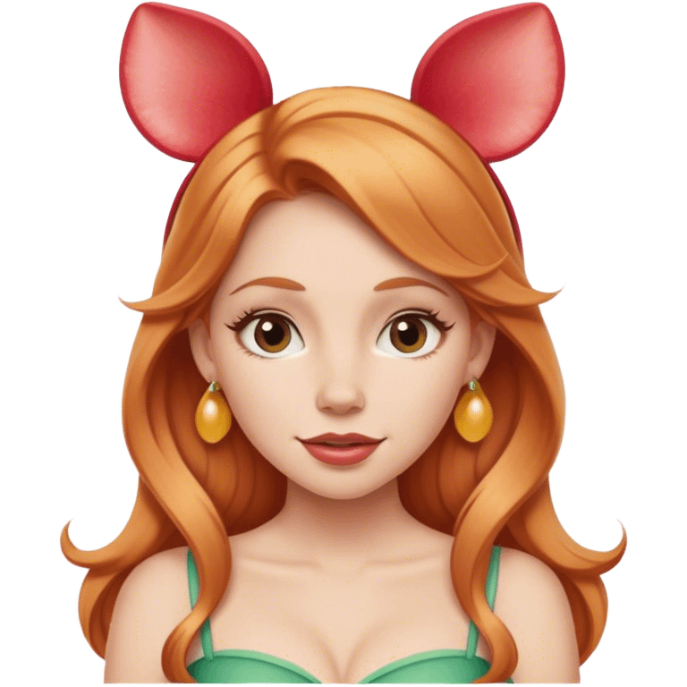 Strawberry blonde woman with Disney ears emoji