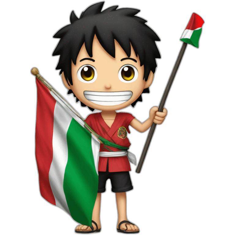 Luffy held onto his hand flag Palestine emoji