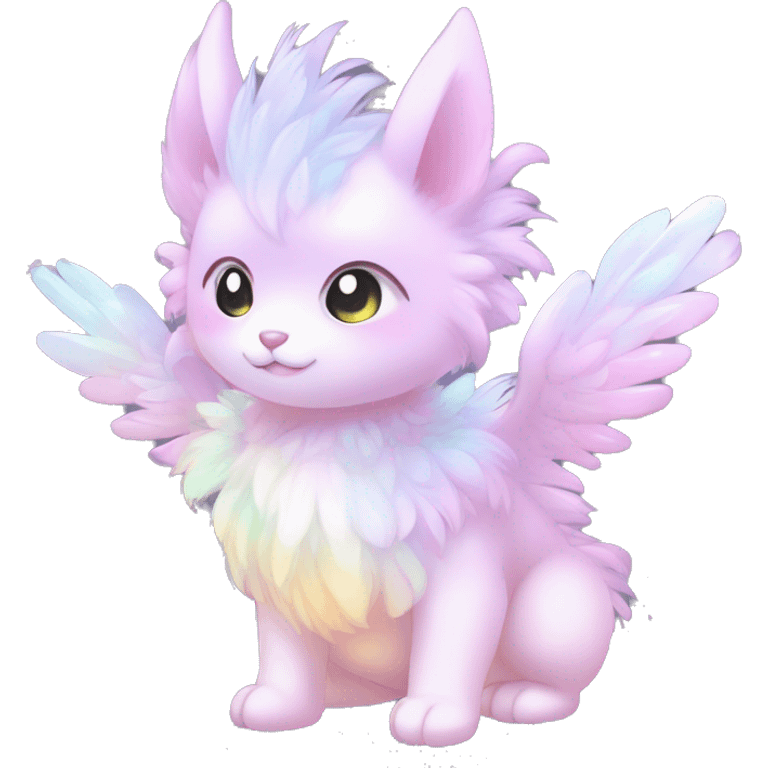 Shiny Innocent Shy Baby Sparkly Colorful Pastel Fluffy beautiful fantasy Kawaii Ethereal Sona Fakemon-animal Full Body emoji