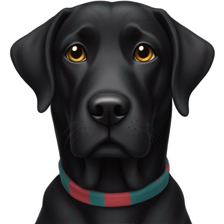 Black lab with ears sticking up wearing socks emoji