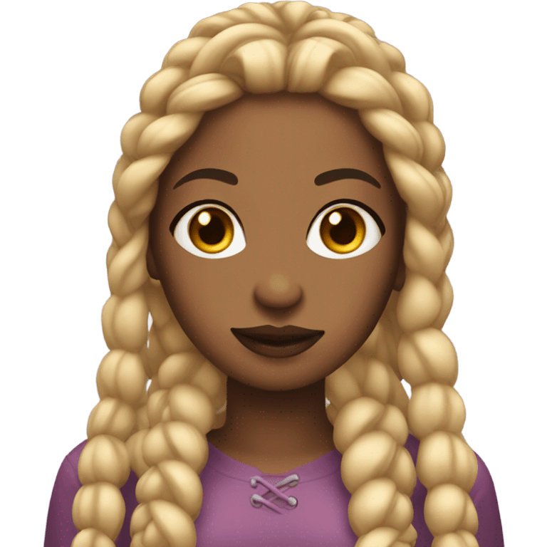 Brown skin with blonde braids and lipgloss emoji