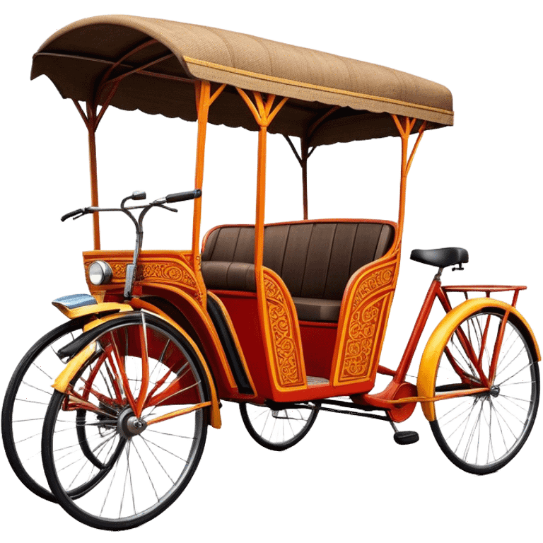 ​Cinematic Realistic Cyclo Rickshaw, depicted as a classic manually operated tricycle-style rickshaw with a simple, rustic design and intricate details, rendered with realistic textures and natural urban lighting that captures its cultural charm and timeless functionality, emoji