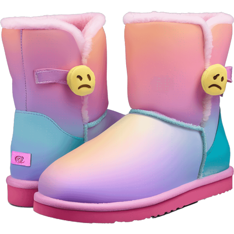 Pastel gradient hue platform short uggs emoji