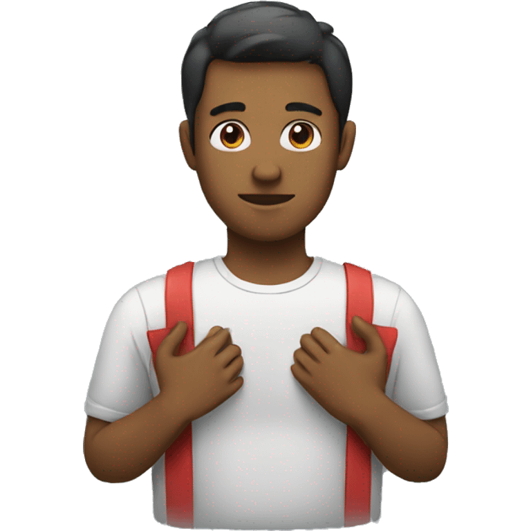 person with hands on chest emoji