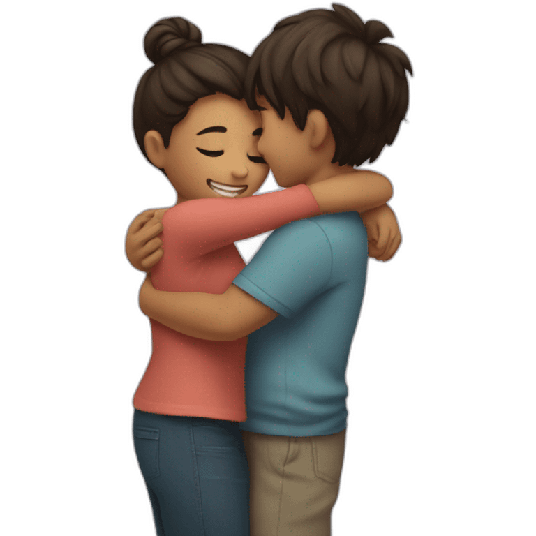 Girl hugging boy emoji