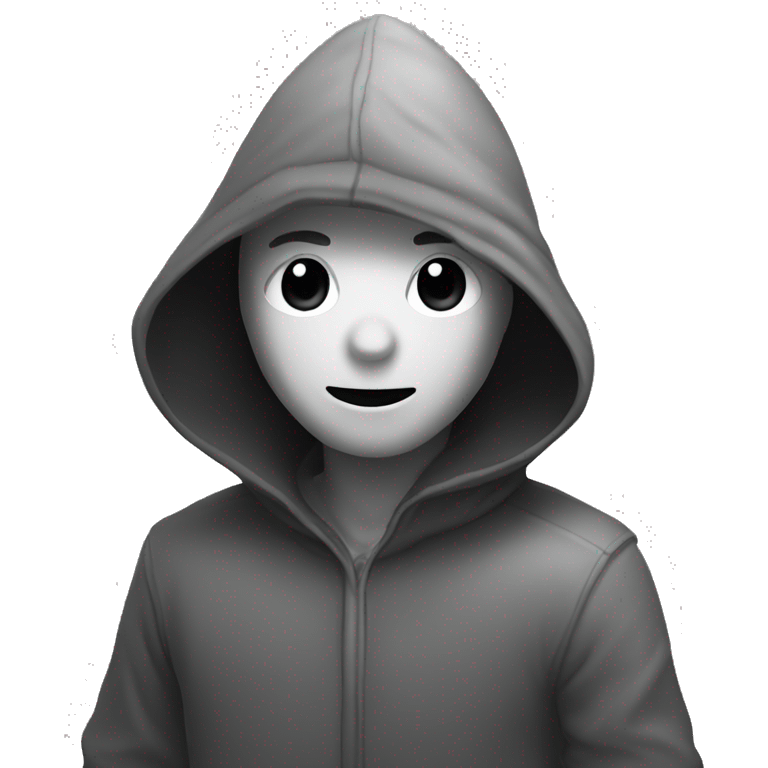 grayscale mysterious hooded boy in gloves emoji