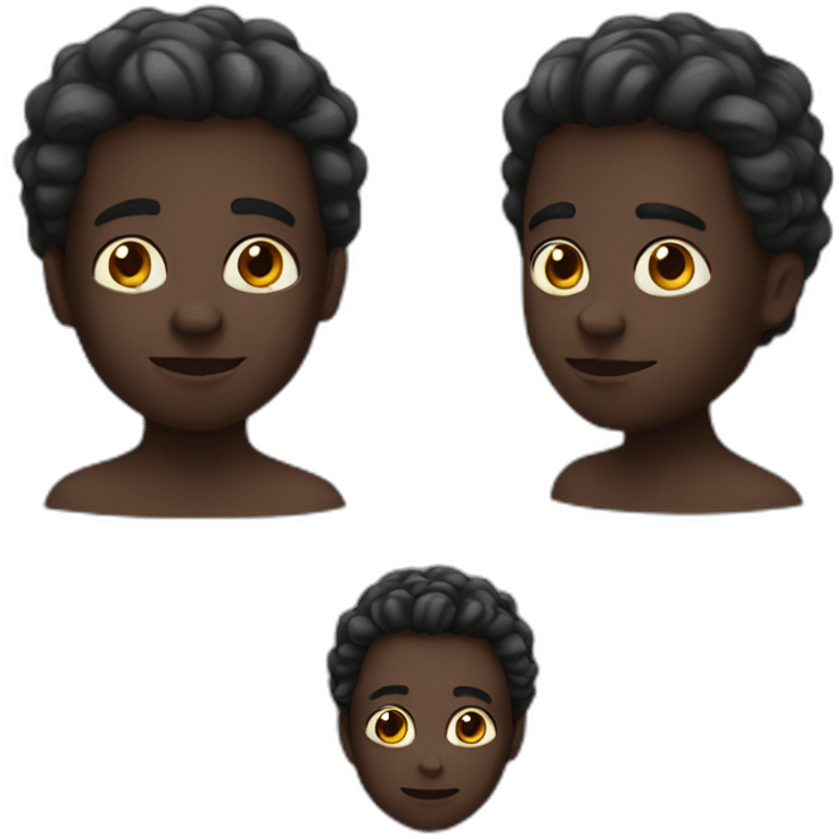 man dark skin 3 kids emoji