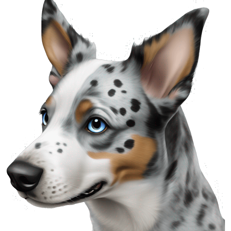 Australian cattle dog grey and white Merle with one blue eye emoji