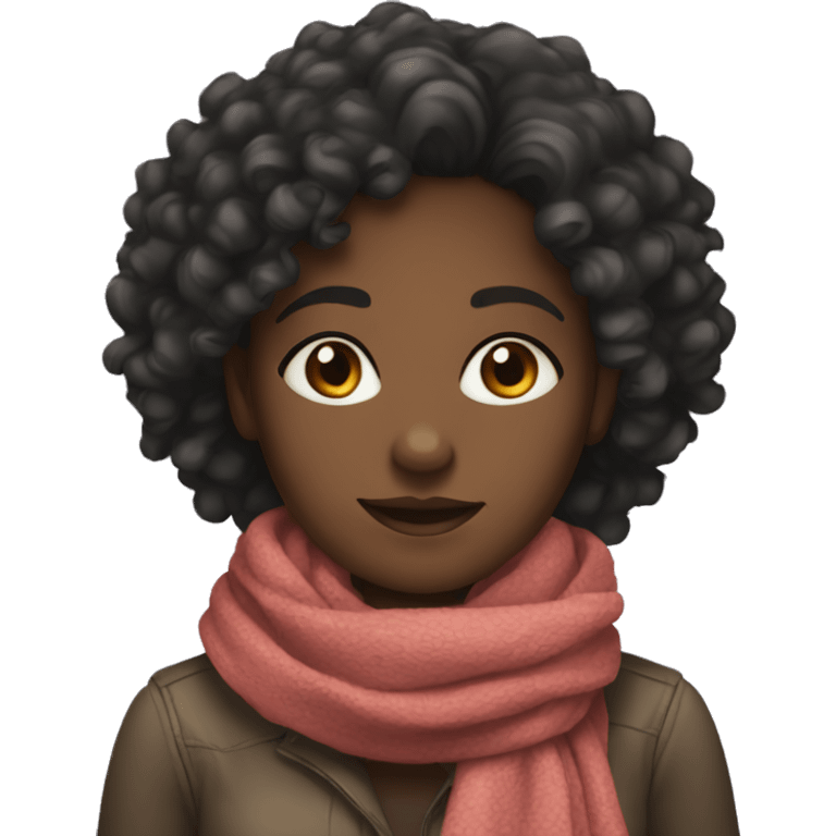 black girl with curly hair with a scarf emoji