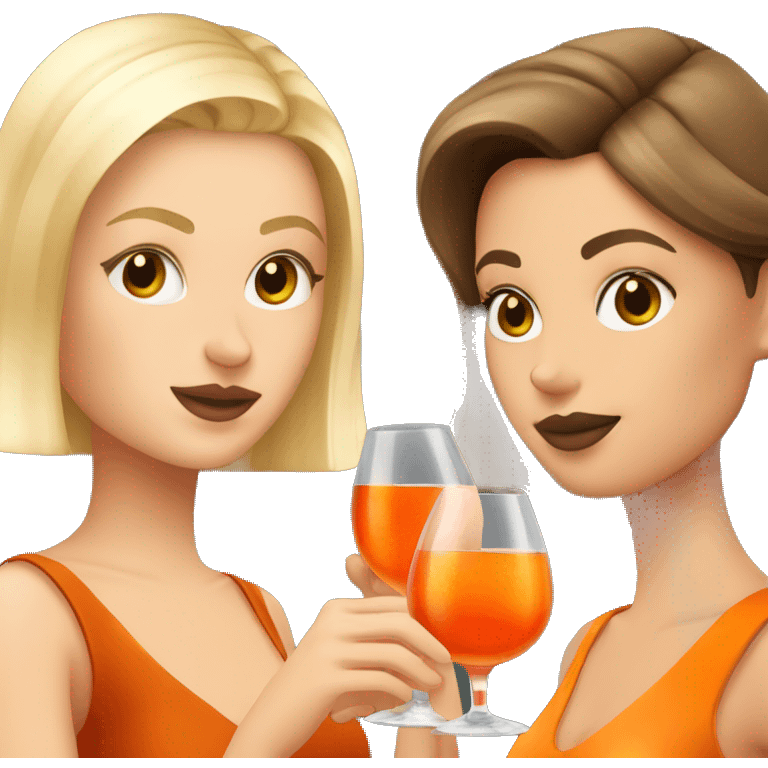  one blonde and one brown haired girl drinking aperol emoji