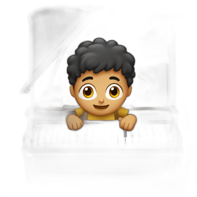 Niño con pelo castaño tocando el piano emoji