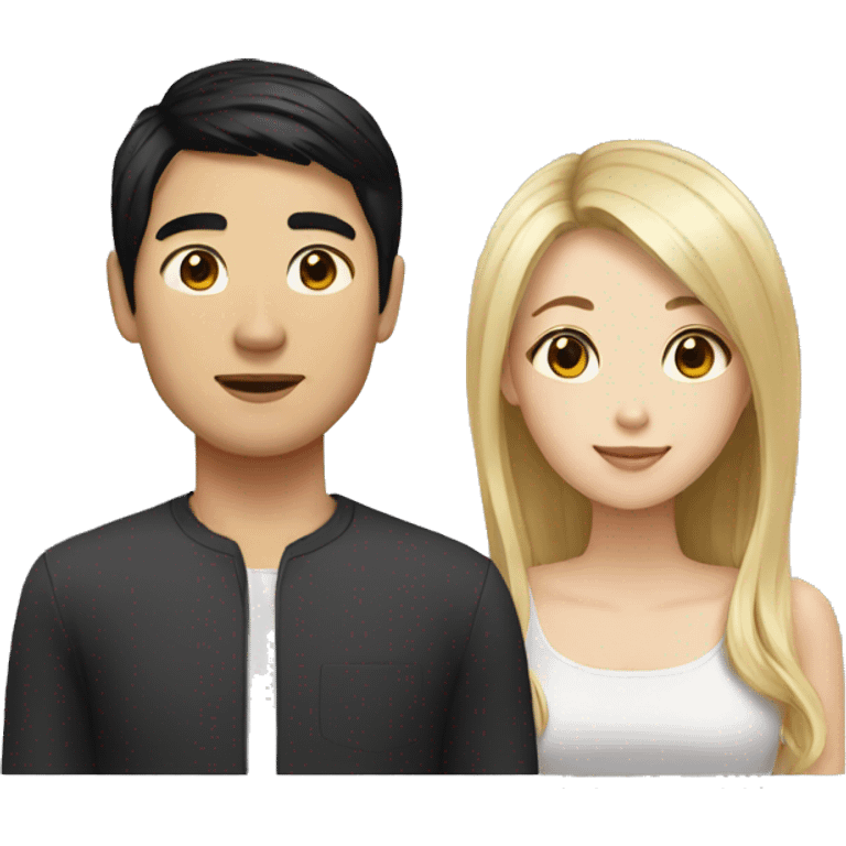 Asian Man black hair and blonde girl emoji