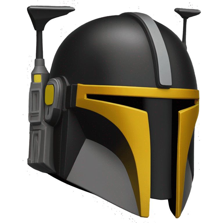 Mandalorian helmet black and yellow with antenna emoji