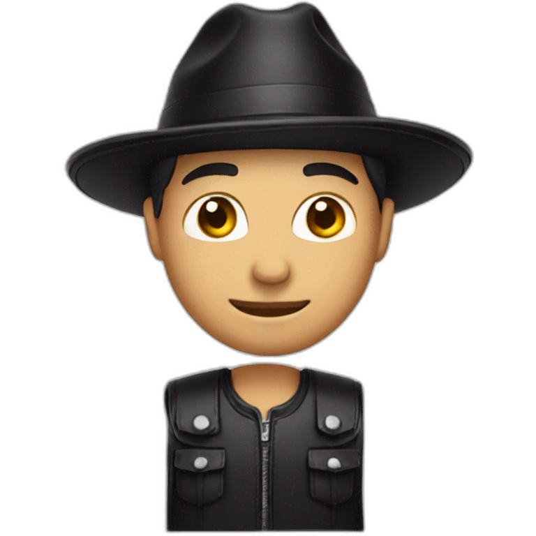 man black leather hat emoji