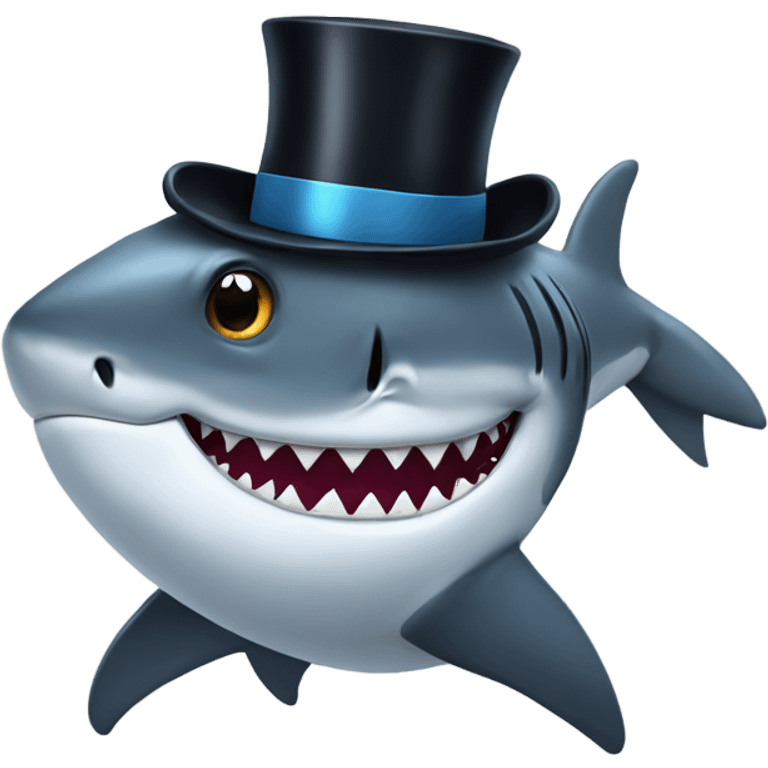 Shark with a top hat emoji