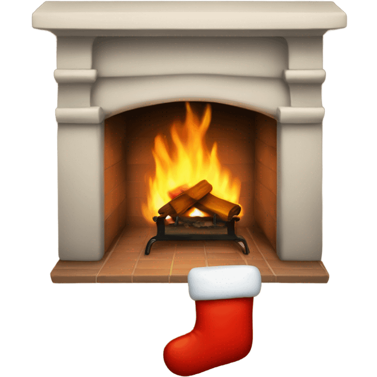 Fireplace with stocking emoji