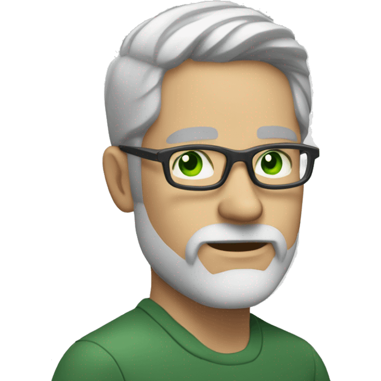 40 year old white man with grey hair and grey beard and green eyes and dark glasses emoji