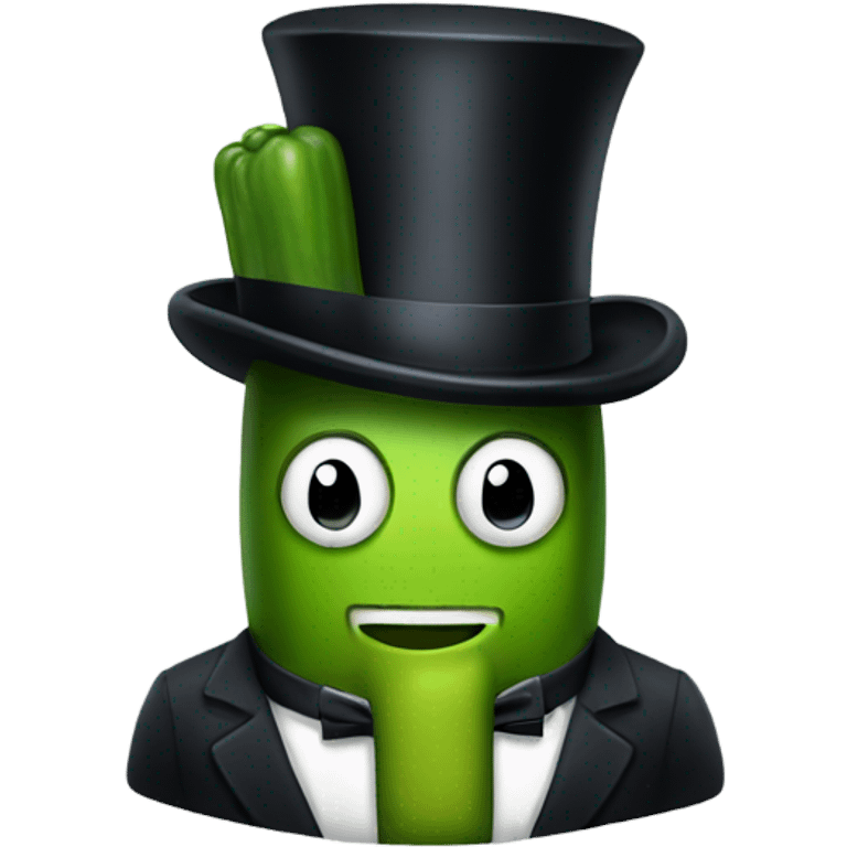 Pickle wearing tuxedo and top hat emoji