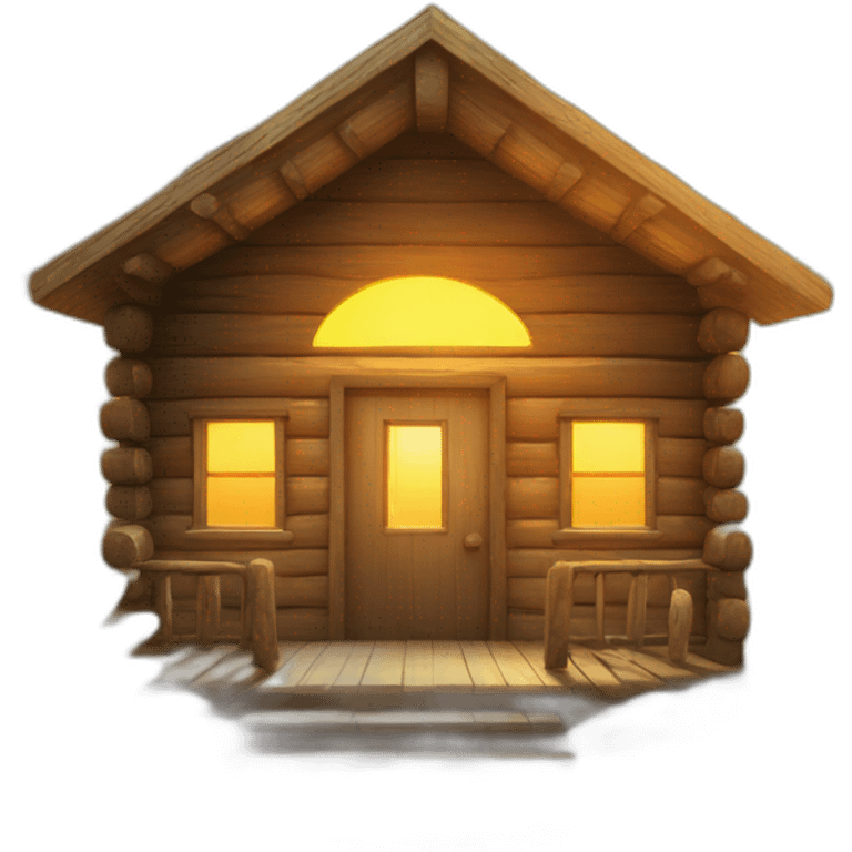 bright sun shining on a wood cabin emoji