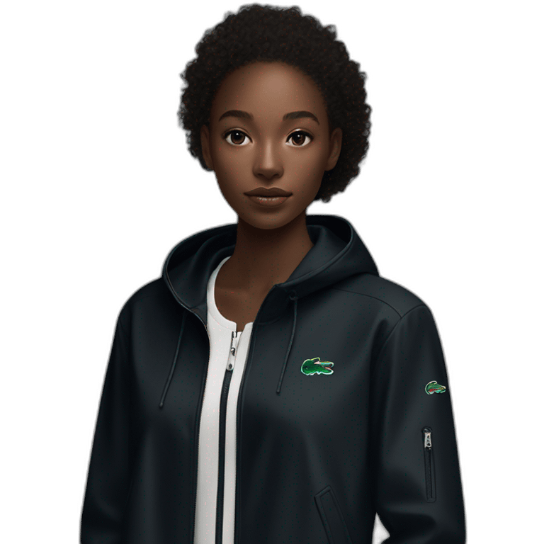 Lacoste bag black girl with black lacoste windbreaker emoji