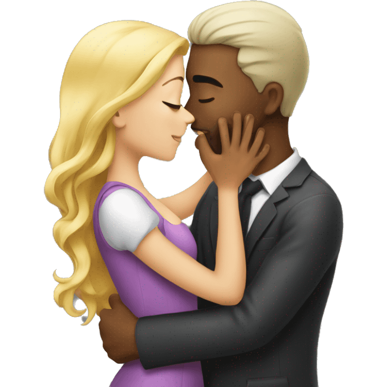 a good looking man kissing a beautiful girl  emoji