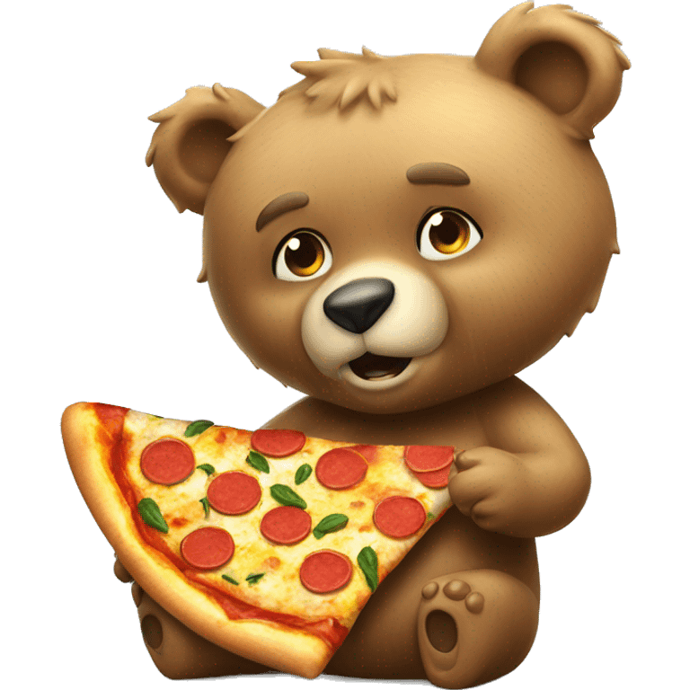 Pollar bear eating pizza and drying emoji