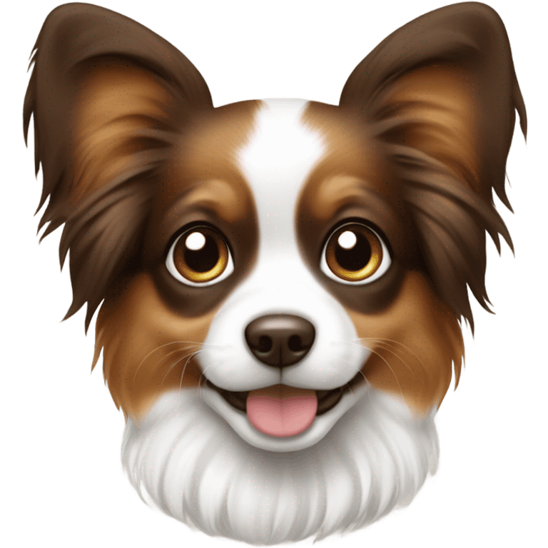 Cute papillon puppy brown and white  emoji