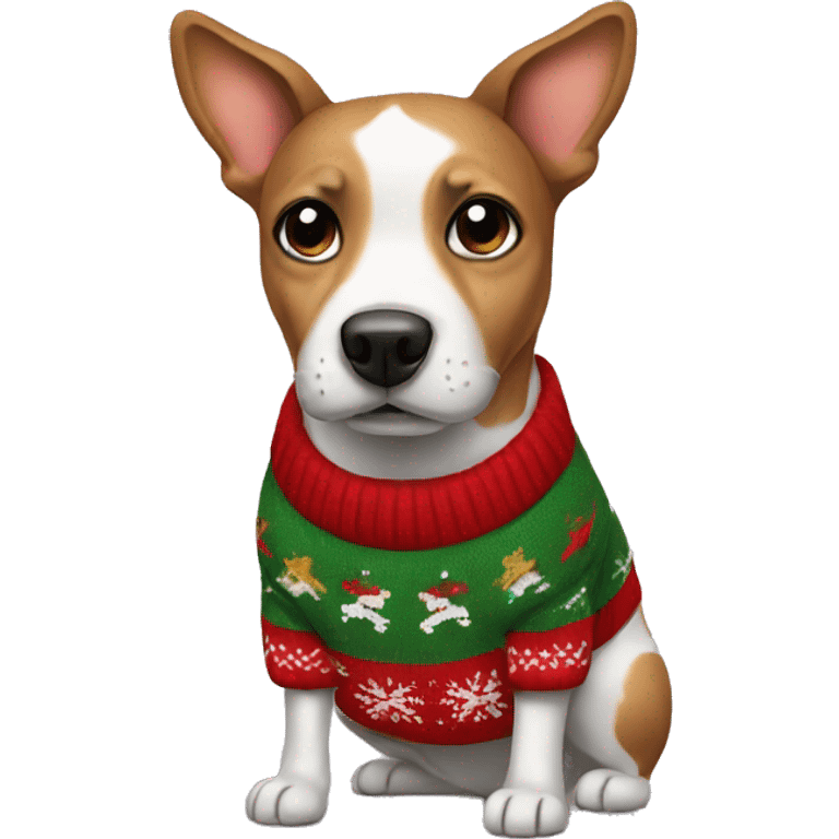 Dog wearing Christmas sweater emoji