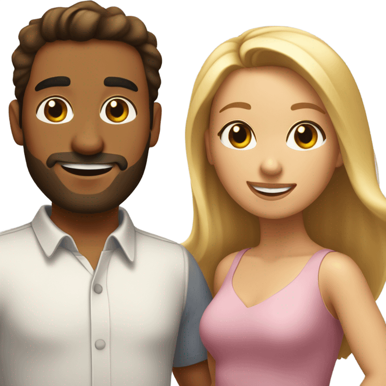 Puerto rican beard brown short hair man  with long blonde hair girl dancing emoji