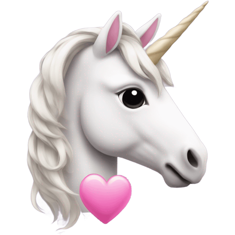 Unicorn with a pink heart emoji