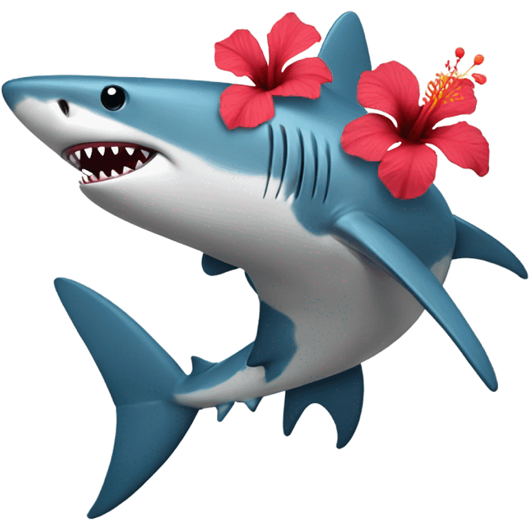 shark with hibiscus flower emoji