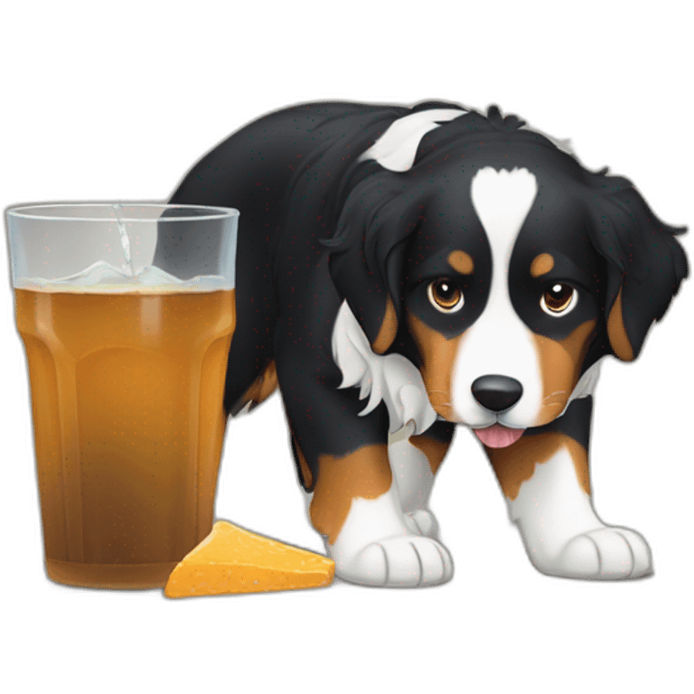 bernese dog drinking digging emoji