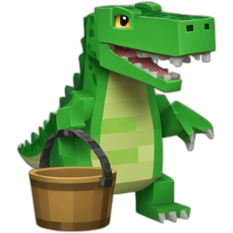 Crocodil with a minecraft bucket emoji