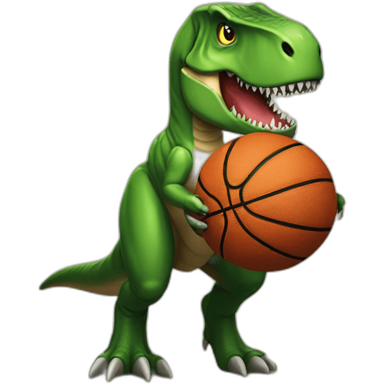 T-rex holding a basketball emoji