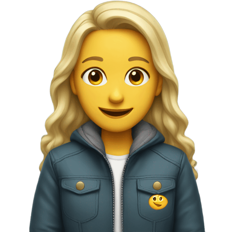 smiling girl in jacket emoji