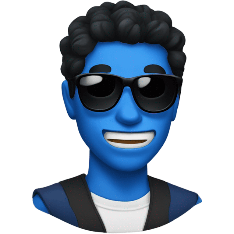 Blue demon with black hair and sunglasses  emoji