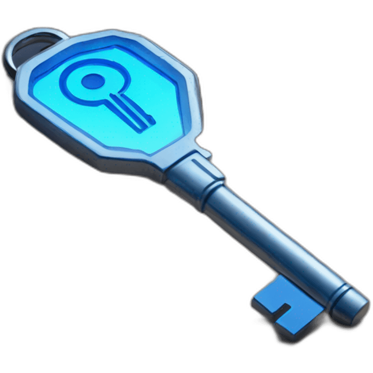 cyber metal key with blue light emoji