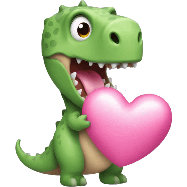 dino holding a pink heart emoji