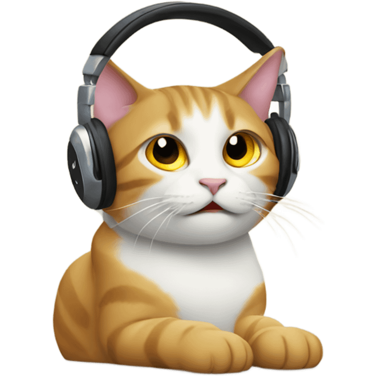 Cat listening to music emoji