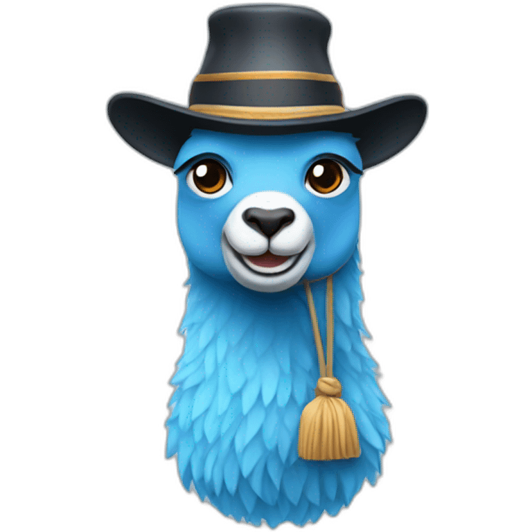 blue lama with hat emoji