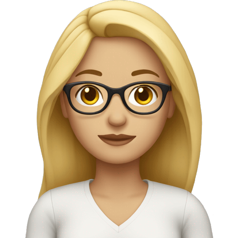 mujer, cabello rubio y lentes emoji