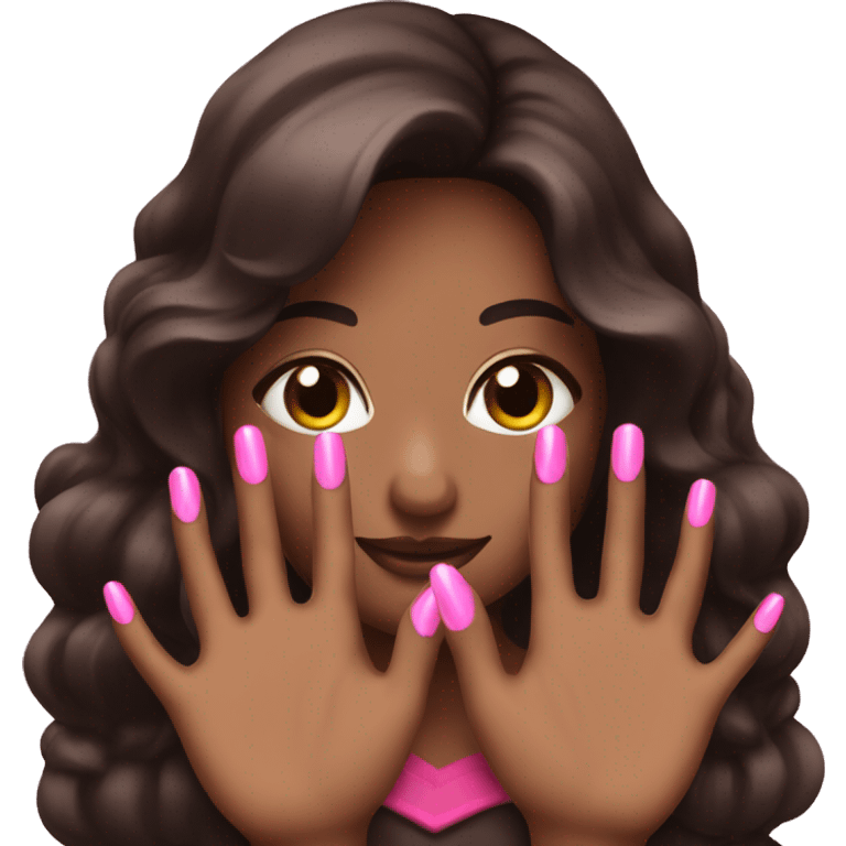 dark brown hand with pink nails emoji