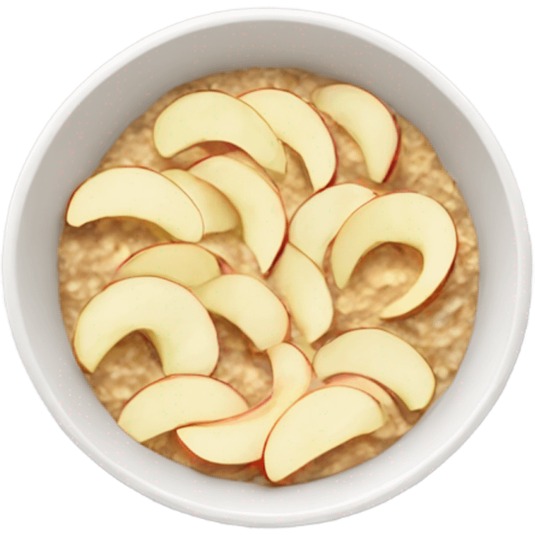 Create a bowl of oatmeal with apple slices emoji