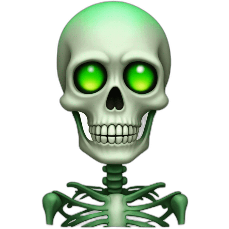 Skelleton with Green fire eye emoji