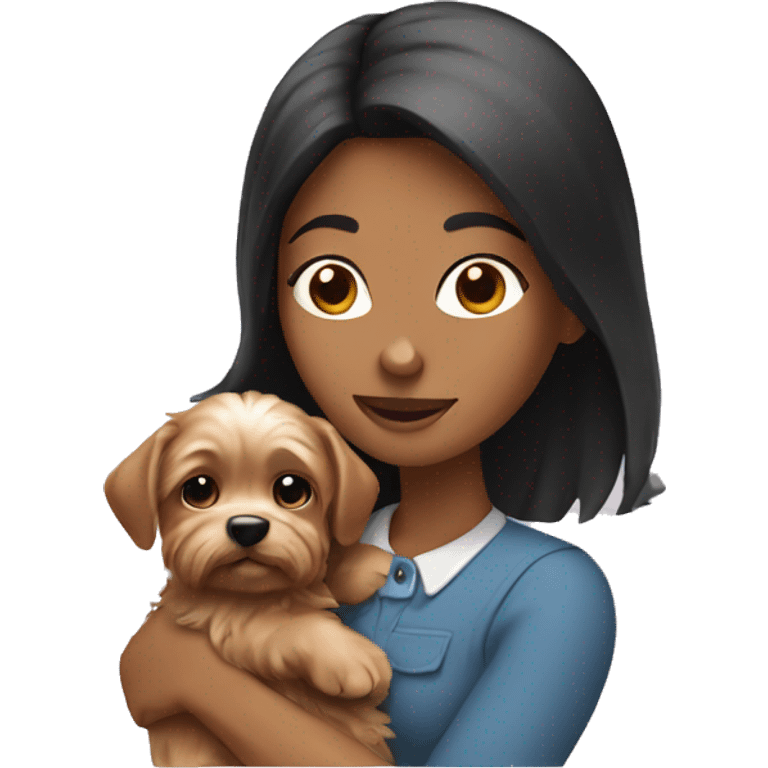 Woman holding Yorkshire puppy  emoji