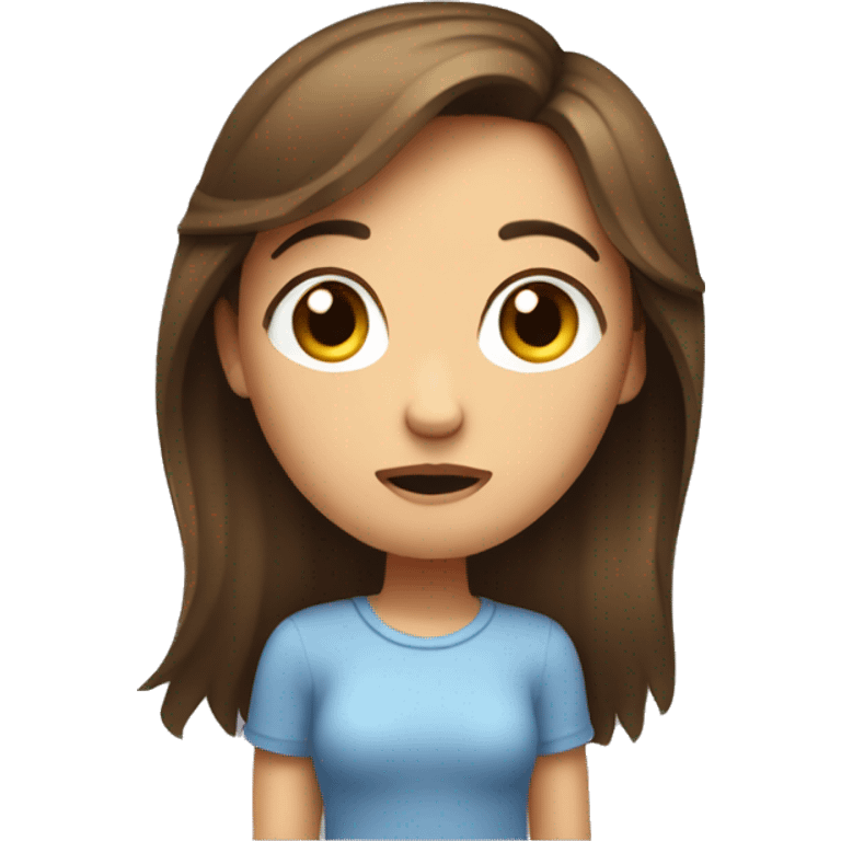 Girl with brown hair giving side eye and scratching head emoji